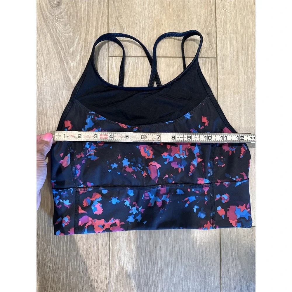 Lululemon Women Black Floral Mesh Panel Sports Bra Criss‎ Cross Straps